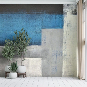 Fotomurale su misura Premium Sand - Composizione poetica in grigio e blu - Astrazione, Pezzo, Pittura