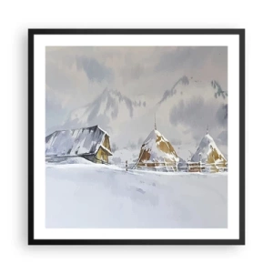 Poster in cornice nera - Nella valle innevata - 60x60 cm