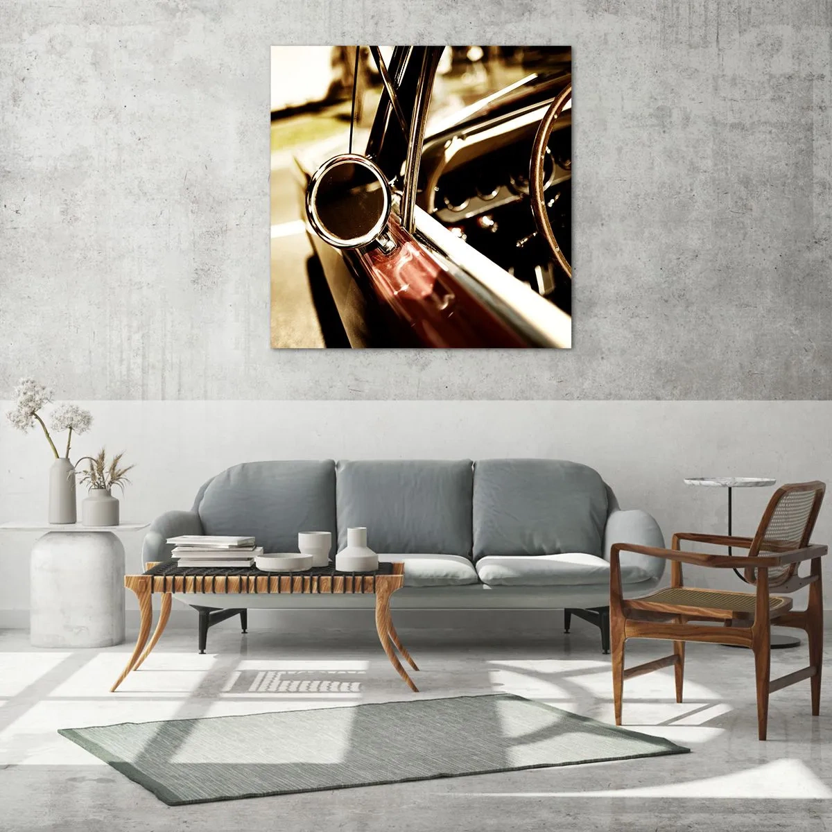 Quadro su vetro - Auto con un'anima - 70x70 cm