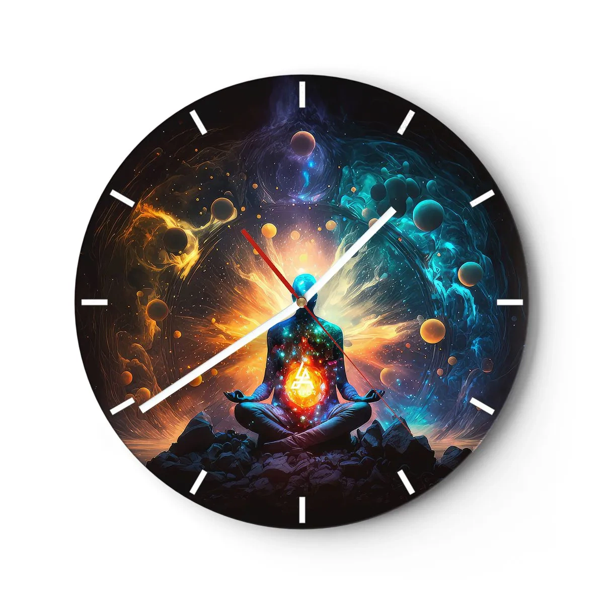 Orologio da parete - Orologio in Vetro - Pace cosmica - 40x40 cm