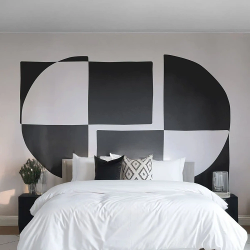 Fotomurali Premium Canvas - Forme geometriche astratte in bianco e nero - 100x70cm - Antitesi - sintesi - Decorazione murale moderna per soggiorno e camera da letto ARTTOR