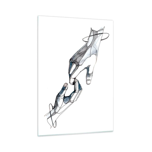Quadro su vetro - Illustrazione artistica di due mani in stile astratto - 50x70cm - Buon gesto - Decorazione murale moderna per soggiorno e camera da letto ARTTOR