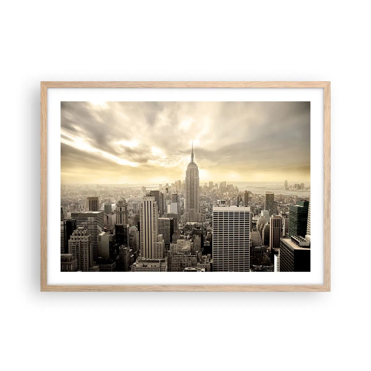 Poster in cornice rovere chiaro - New York in grigio - 70x50 cm