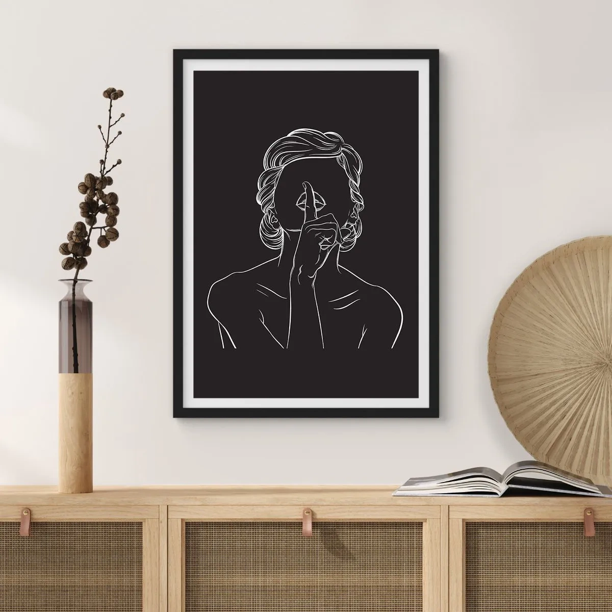 Poster in cornice nera - Il bello emerge nel silenzio - 50x70 cm