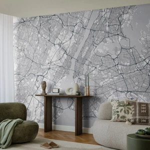 Fotomurali Premium Sand - Anatomia della metropoli - New York, Carta geografica, Manhattan - 400x280 cm