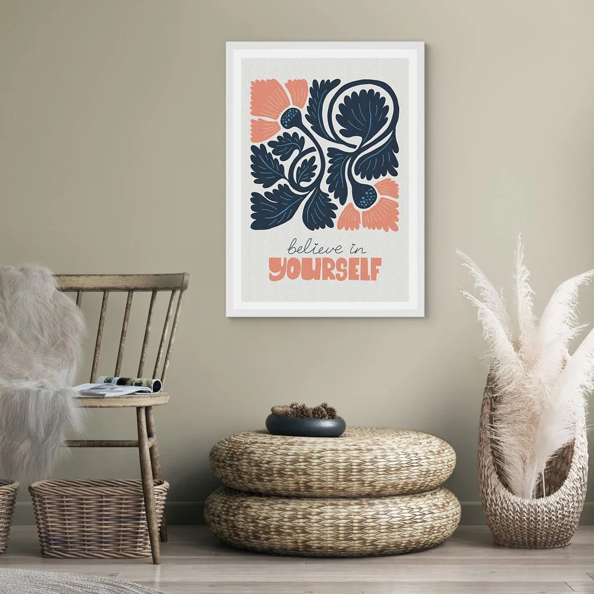 Poster in cornice bianca - E qui fiorisci - 61x91 cm