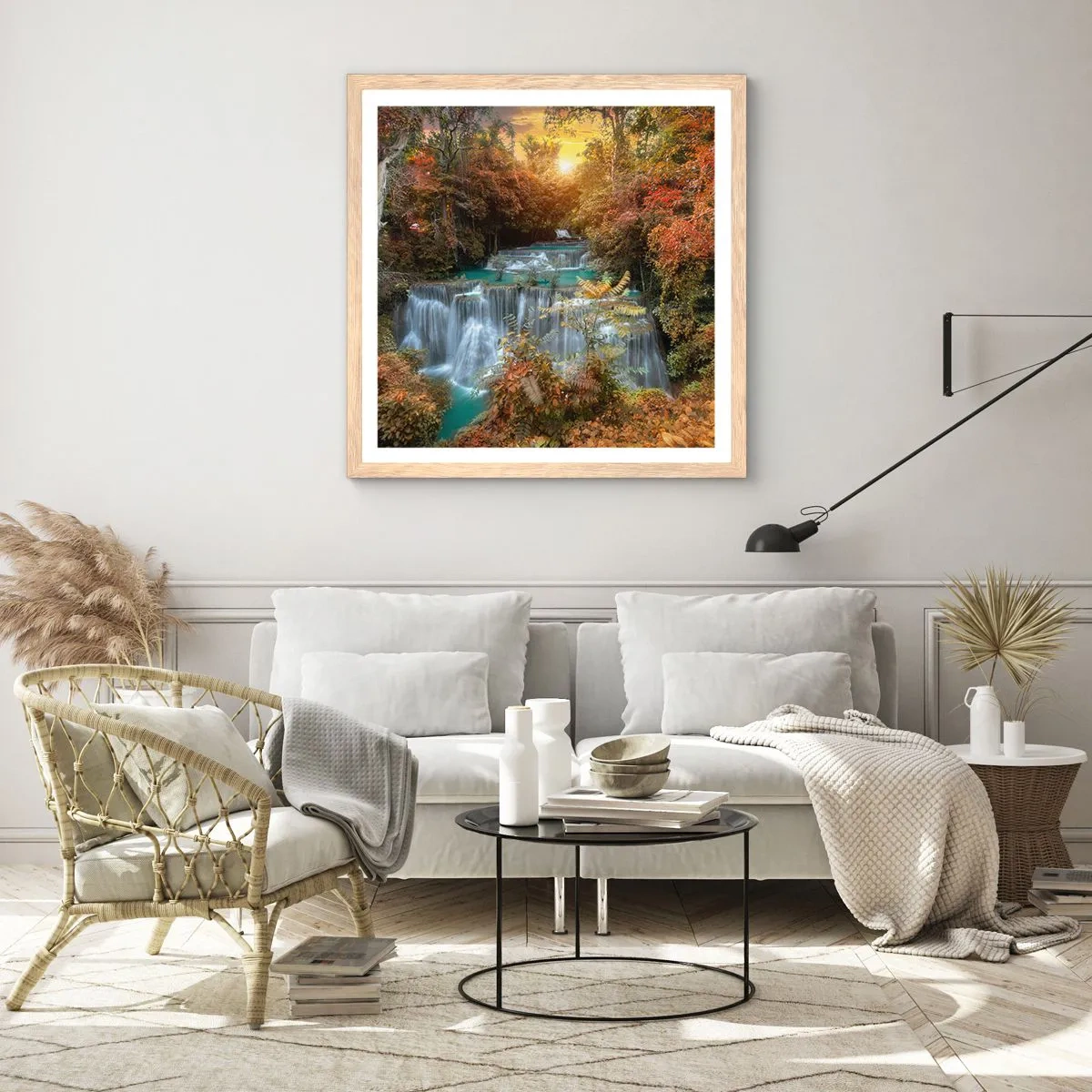 Poster in cornice rovere chiaro - Il tesoro nascosto nel bosco - 50x50 cm