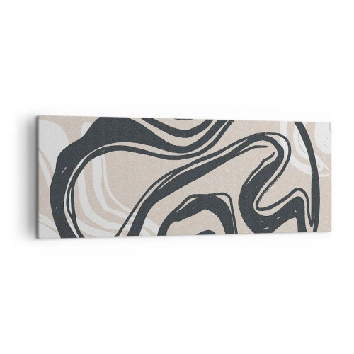 Quadro su tela - Stampe su Tela - Linee astratte in tonalità scure su uno sfondo beige - 140x50cm - Espressione moltiplicata - Decorazione murale moderna per soggiorno e camera da letto ARTTOR
