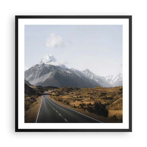 Poster in cornice nera - Via verso il cuore dei monti - 60x60 cm
