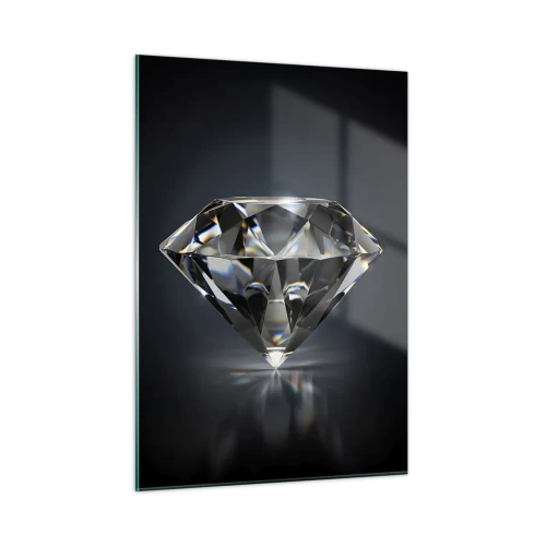 Quadro su vetro - Un diamante scintillante su uno sfondo scuro in una disposizione elegante - 50x70cm - Best girls friend - Decorazione murale moderna per soggiorno e camera da letto ARTTOR