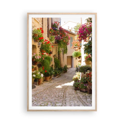 Poster in cornice rovere chiaro - Un'esplosione di fiori - 70x100 cm