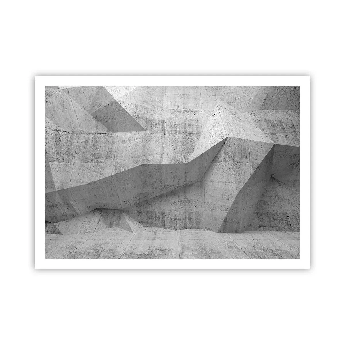 Poster - Forme geometriche in cemento grigio - 100x70cm - Una vera sfida - Decorazione murale moderna per soggiorno e camera da letto ARTTOR