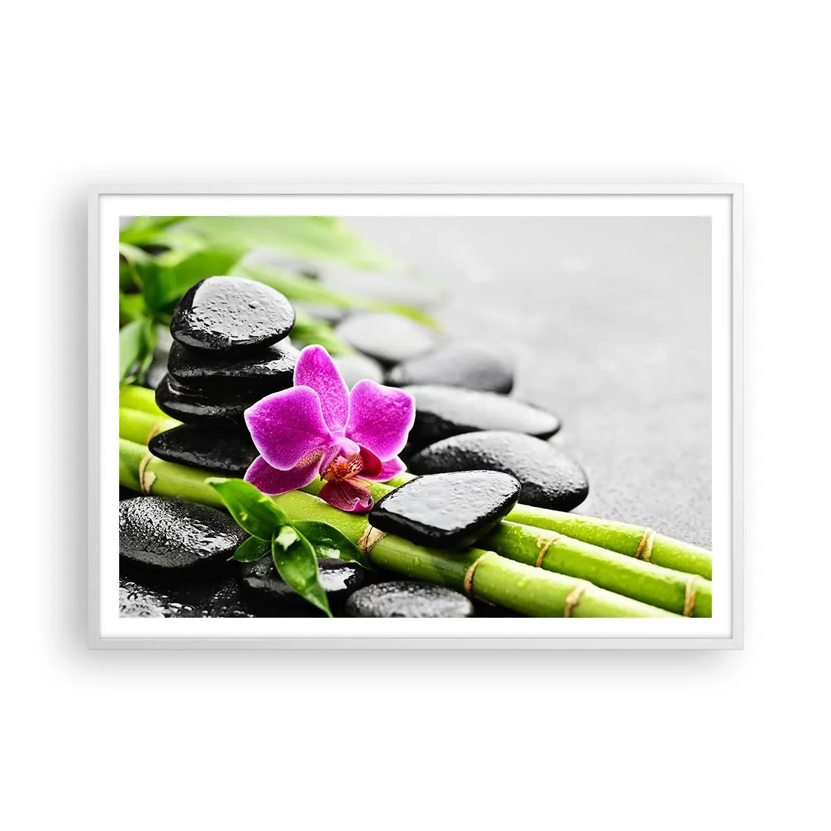 Poster in cornice bianca - Un tranquillo equilibrio - 100x70 cm