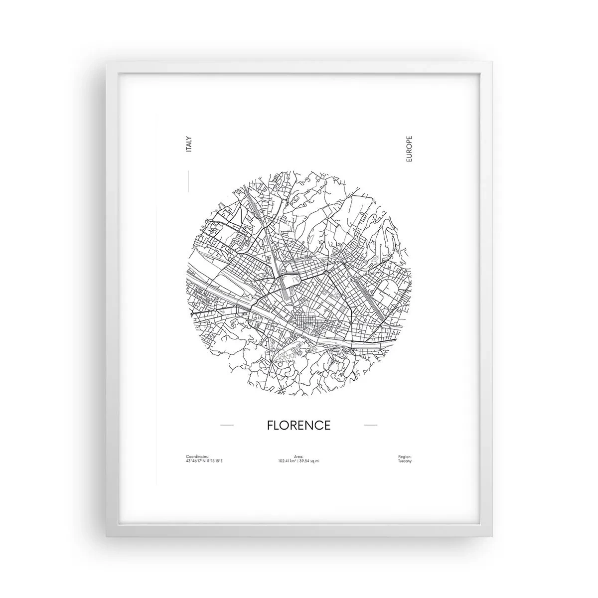 Poster in cornice bianca - Anatomia di Firenze - 40x50 cm