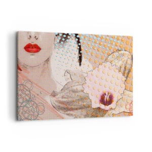 Quadro su tela - Stampe su Tela - Opera d'arte astratta con motivo di bocca e orchidea - 120x80cm - Eroina dei fumetti - Decorazione murale moderna per soggiorno e camera da letto ARTTOR