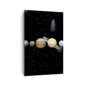 Quadro su tela - Stampe su Tela - Il sistema solare con i pianeti sullo sfondo delle stelle nello spazio - 80x120cm - E i pianeti folleggiano... - Decorazione murale moderna per soggiorno e camera da letto ARTTOR