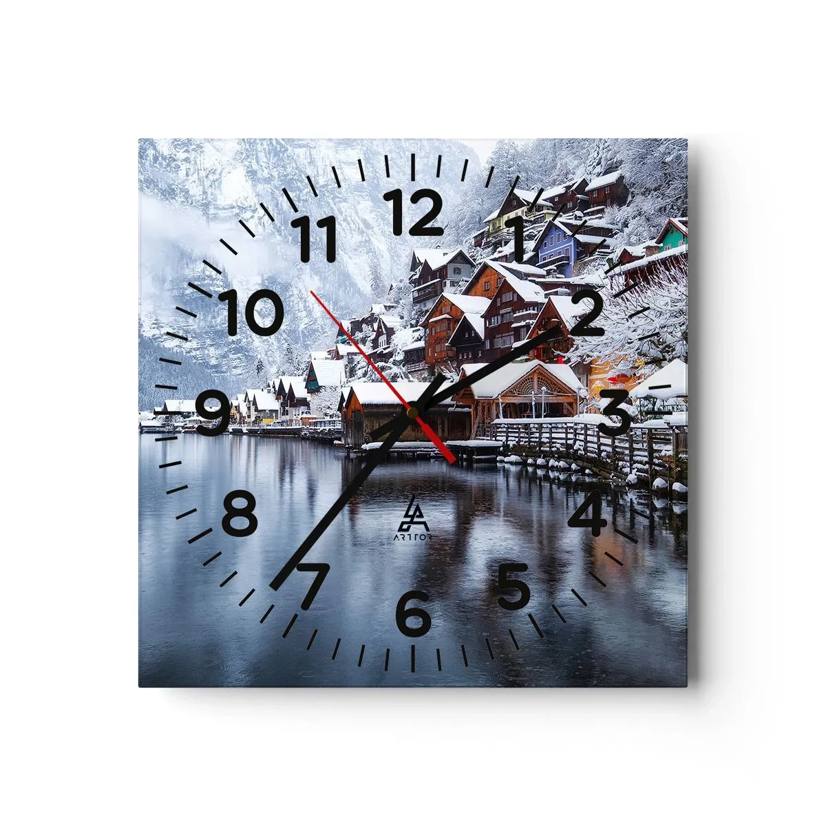 Orologio da parete - Orologio in Vetro - Decorazione invernale - 30x30 cm