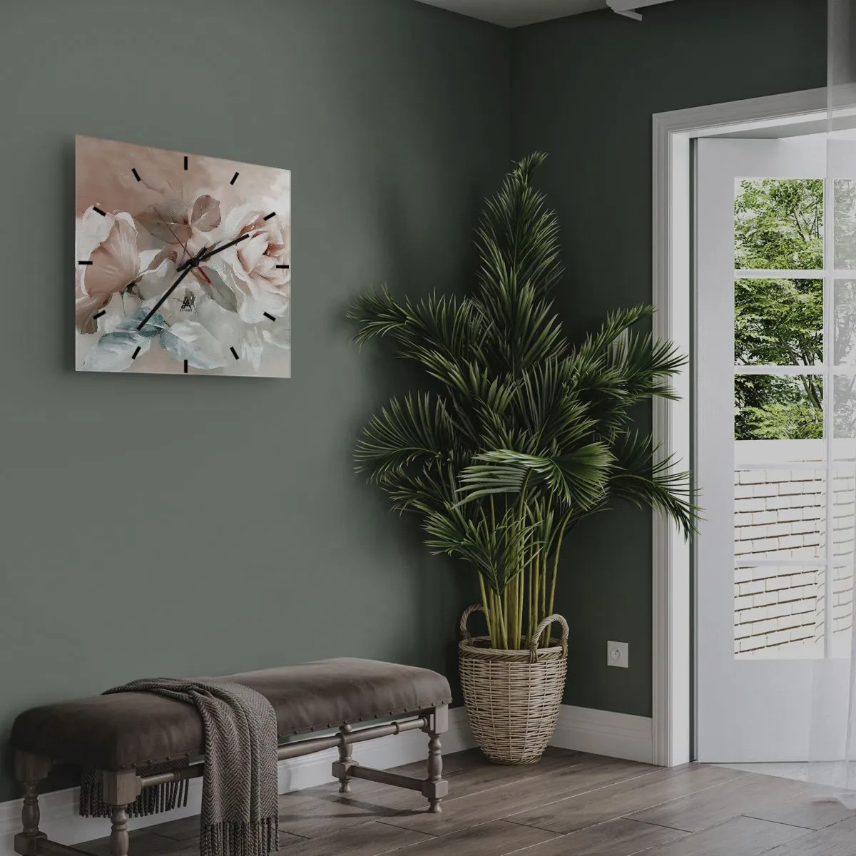 Orologio da parete - Orologio in Vetro - Lo spirito del romanticismo - 40x40 cm