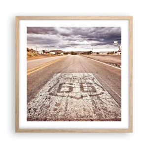Poster in cornice rovere chiaro - La Route 66: una leggenda americana - 50x50 cm
