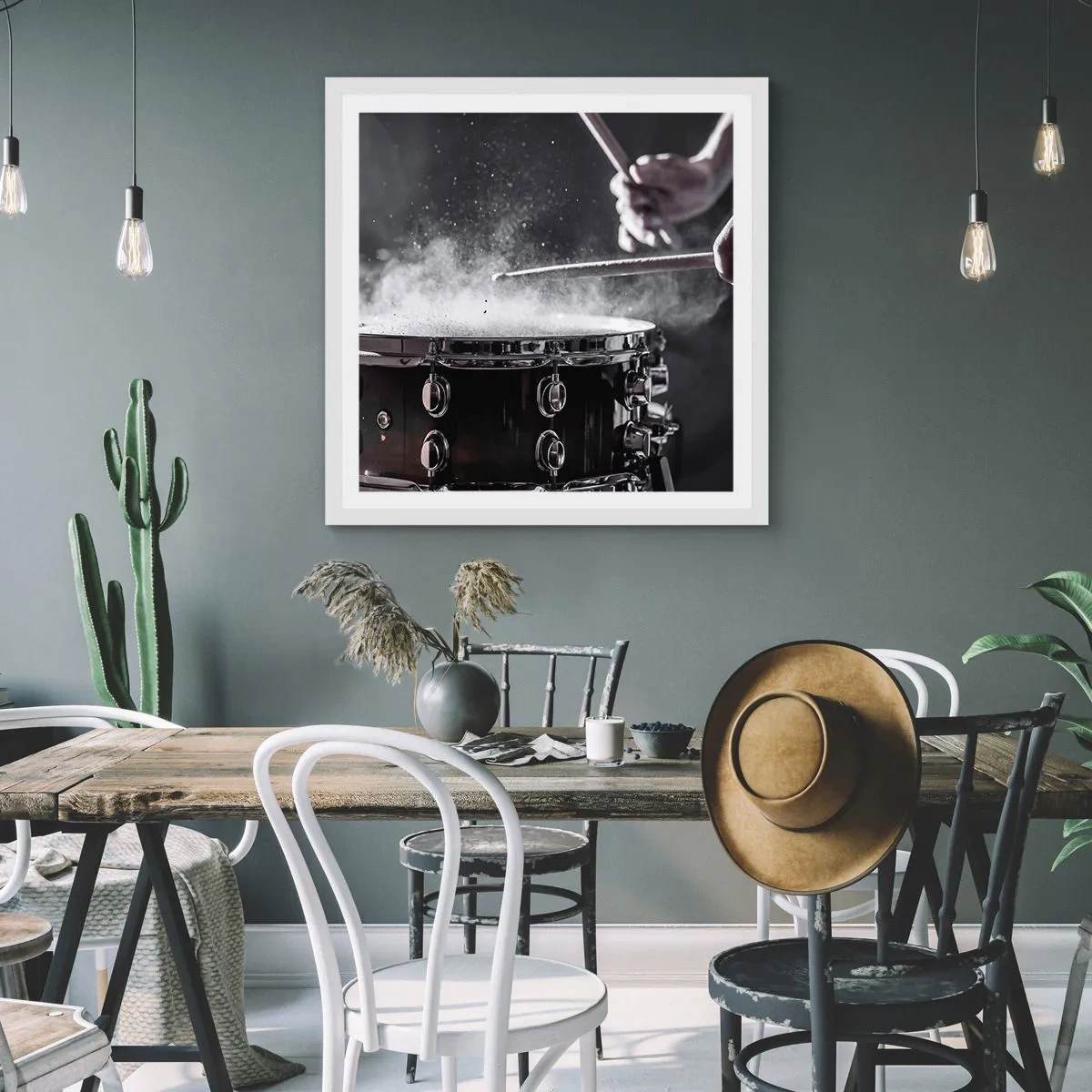 Poster in cornice bianca - Il polso della musica - 40x40 cm