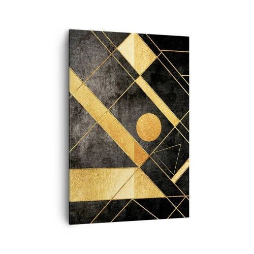 Quadro su tela - Stampe su Tela - Forme geometriche nei toni dell'oro e del nero - 70x100cm - Sole del deserto - Decorazione murale moderna per soggiorno e camera da letto ARTTOR