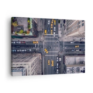 Quadro su tela - Stampe su Tela - Vista aerea di una trafficata strada cittadina - 70x50cm - Scelta semplice - Decorazione murale moderna per soggiorno e camera da letto ARTTOR