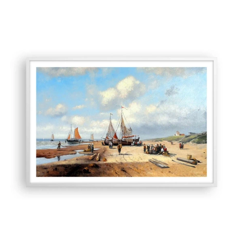 Poster in cornice bianca - Dopo una buona pesca - 91x61 cm