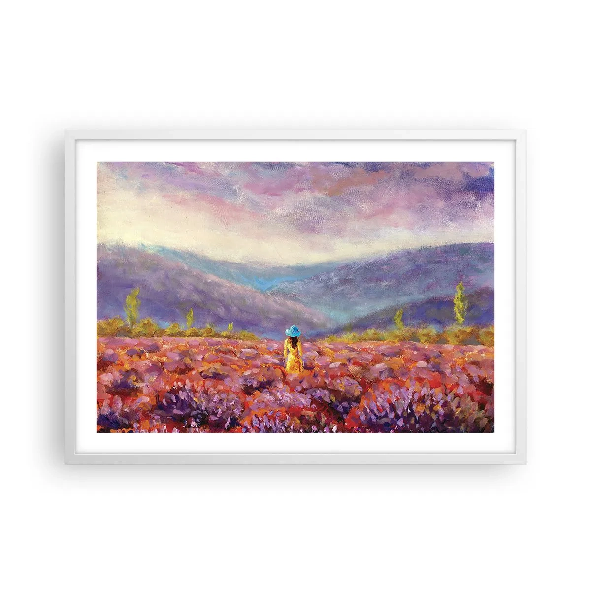 Poster in cornice bianca - Nel mondo di lavanda - 70x50 cm