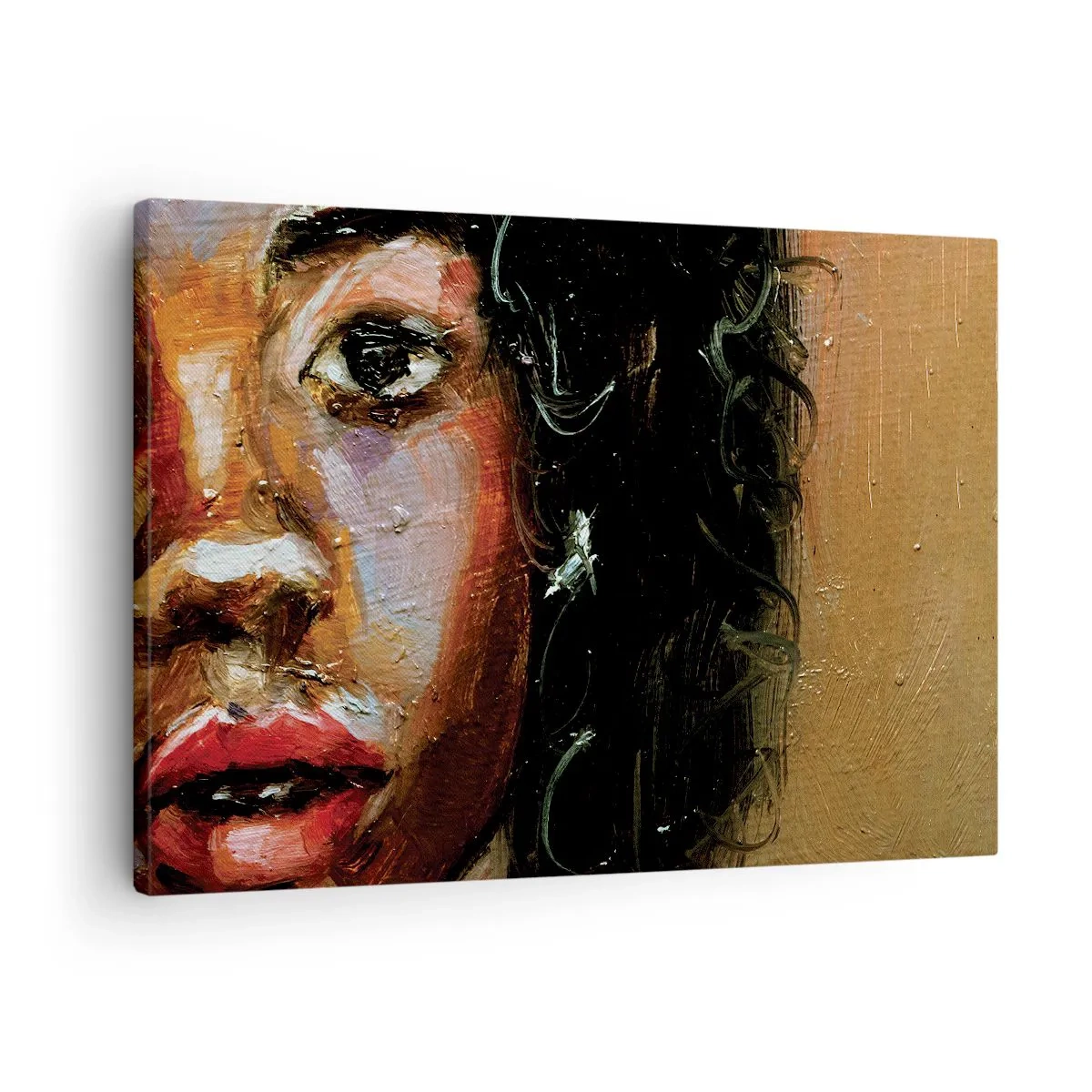 Quadro su tela - Stampe su Tela - Un ritratto espressivo di una donna dai colori intensi. - 70x50cm - Oscurità e luce - Decorazione murale moderna per soggiorno e camera da letto ARTTOR