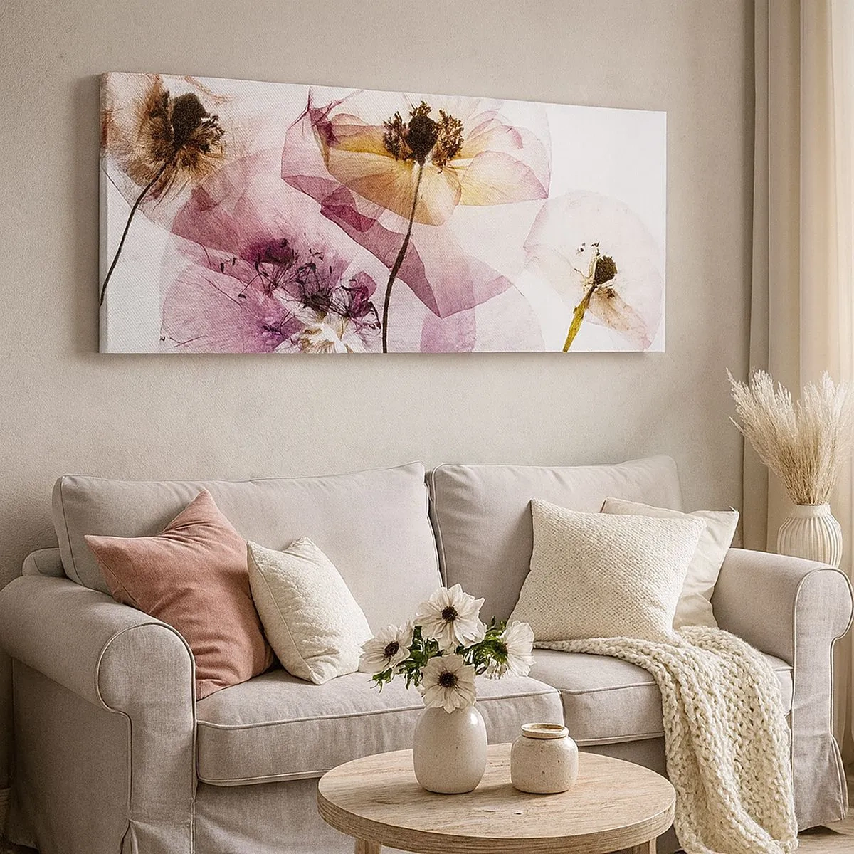 Quadro su tela - Stampe su Tela - Fiori trasparenti - 100x40 cm