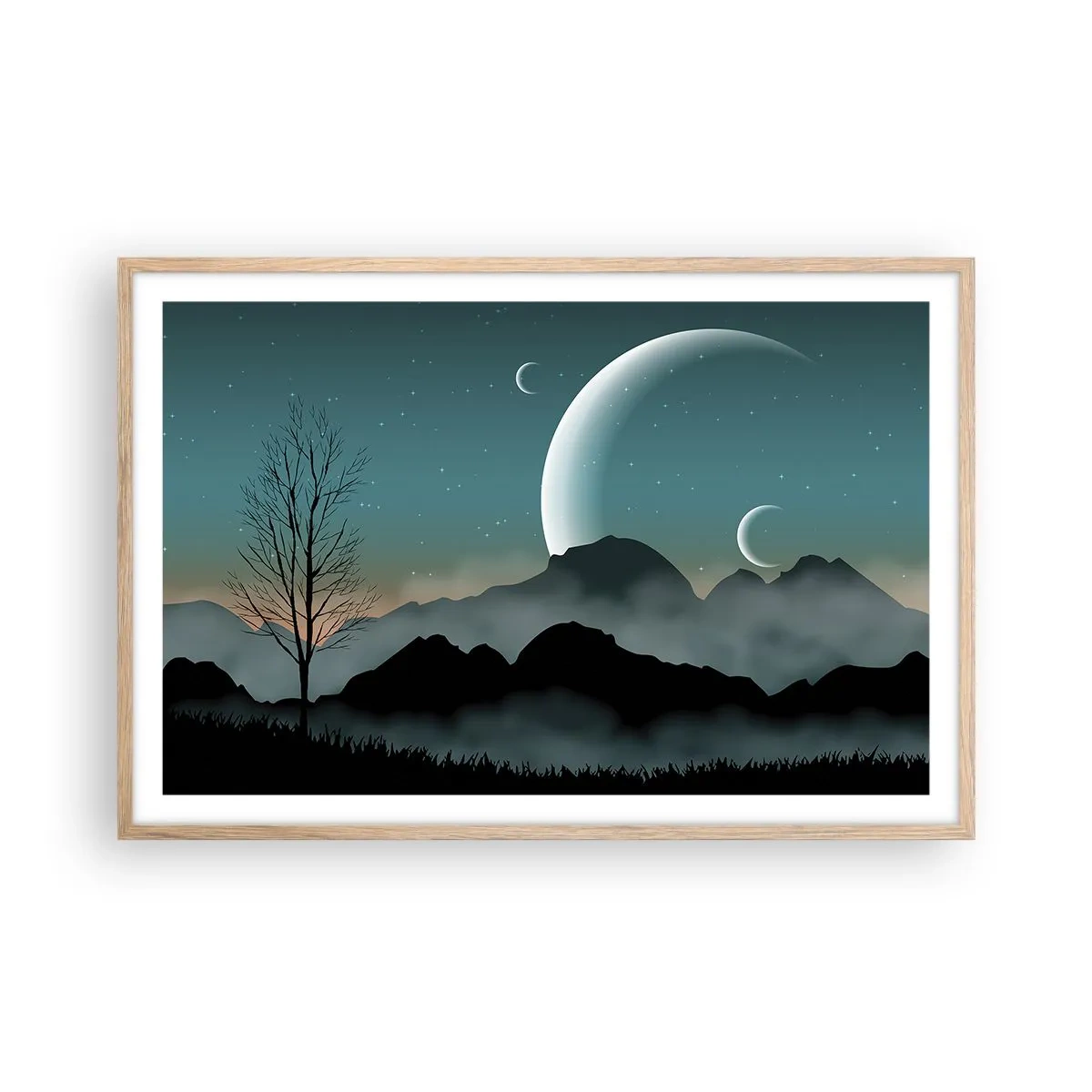 Poster in cornice rovere chiaro - Il carnevale di una notte stellata - 91x61 cm
