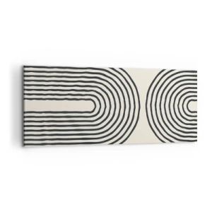 Quadro su tela - Stampe su Tela - Motivo geometrico astratto con linee simmetriche su sfondo chiaro - 120x50cm - Tra un attimo... - Decorazione murale moderna per soggiorno e camera da letto ARTTOR