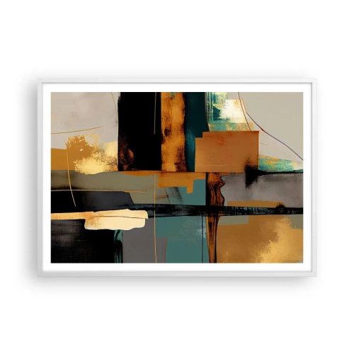 Poster in cornice bianca - Astrazione: luci e ombre - 100x70 cm