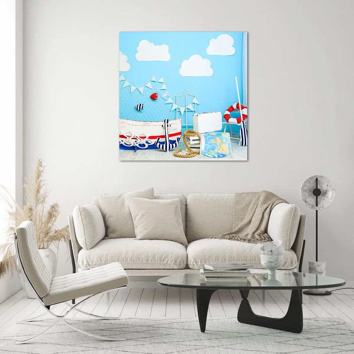 Quadro su vetro - La nostalgia delle avventure dei bambini - 60x60 cm