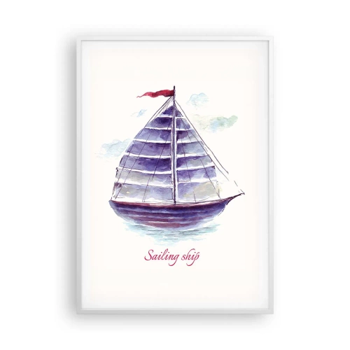 Poster in cornice bianca - Gonfie vele e mare calmo - 70x100 cm