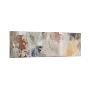Quadro su vetro - Macchie astratte in tonalità tenui di beige e oro - 160x50cm - Astrazione annebbiata - Decorazione murale moderna per soggiorno e camera da letto ARTTOR