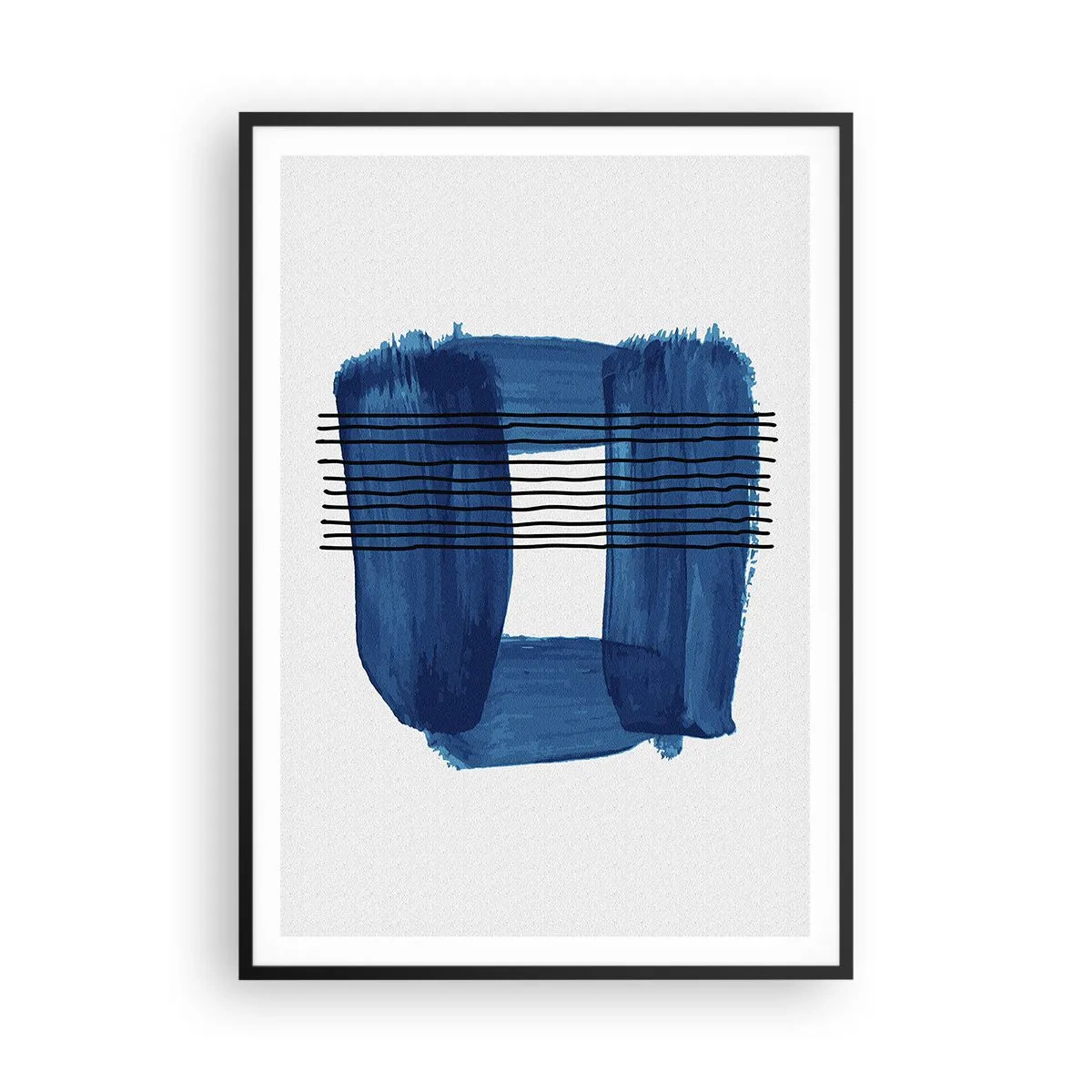 Poster in cornice nera - Composizione blu e nera - 70x100 cm