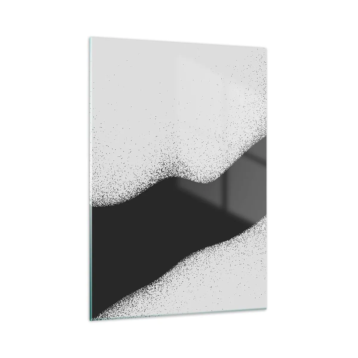 Quadro su vetro - Astrazione minimalista in bianco e nero con gradiente di punti - 50x70cm - Equilibrio fluido - Decorazione murale moderna per soggiorno e camera da letto ARTTOR