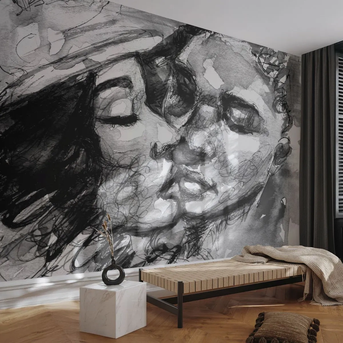 Fotomurali Premium Canvas - Un attimo di tenerezza - Baci, Amore, Amanti - 500x350 cm