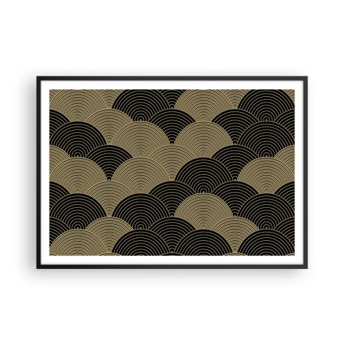 Poster in cornice nera - Motivo Art Déco con semicerchi e linee dorate - 100x70cm - Unità nella molteplicità - Decorazione murale moderna per soggiorno e camera da letto ARTTOR