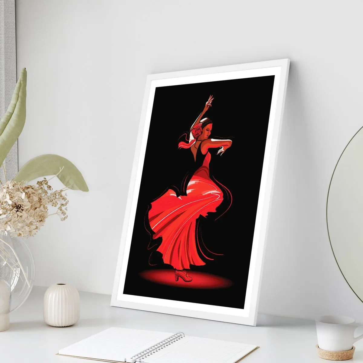 Poster in cornice bianca - Lo spirito focoso del flamenco - 50x70 cm
