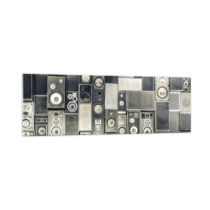 Quadro su vetro - Collezione di altoparlanti in stile retrò - 160x50cm - Armonia di suoni - Decorazione murale moderna per soggiorno e camera da letto ARTTOR