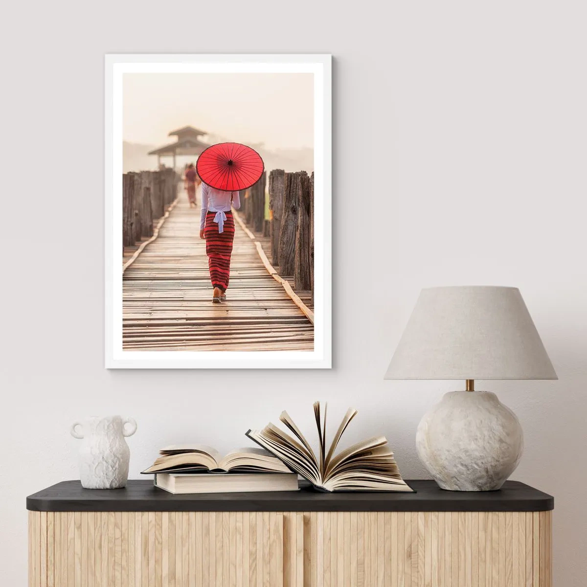 Poster in cornice bianca - Sul vecchio ponte - 40x50 cm