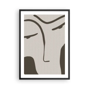 Poster in cornice nera - Ritratto minimalista del viso - 50x70cm - Come un quadro di Modigliani - Decorazione murale moderna per soggiorno e camera da letto ARTTOR