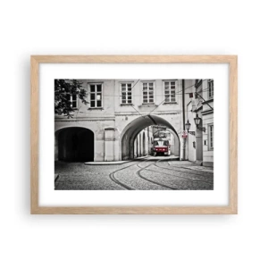 Poster in cornice rovere chiaro - Attraverso il labirinto cittadino - 40x30 cm