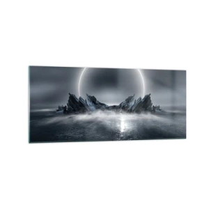 Quadro su vetro - Paesaggio misterioso con un anello di luce sulle montagne - 120x50cm - La fine del racconto - Decorazione murale moderna per soggiorno e camera da letto ARTTOR