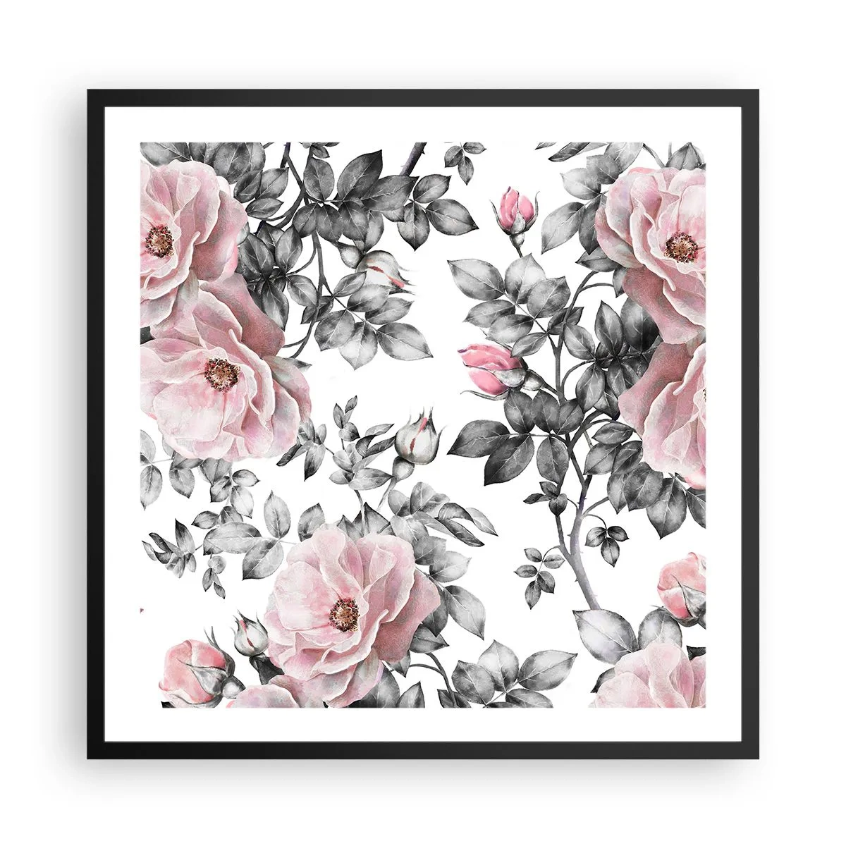 Poster in cornice nera - Perdersi tra le rose - 60x60 cm