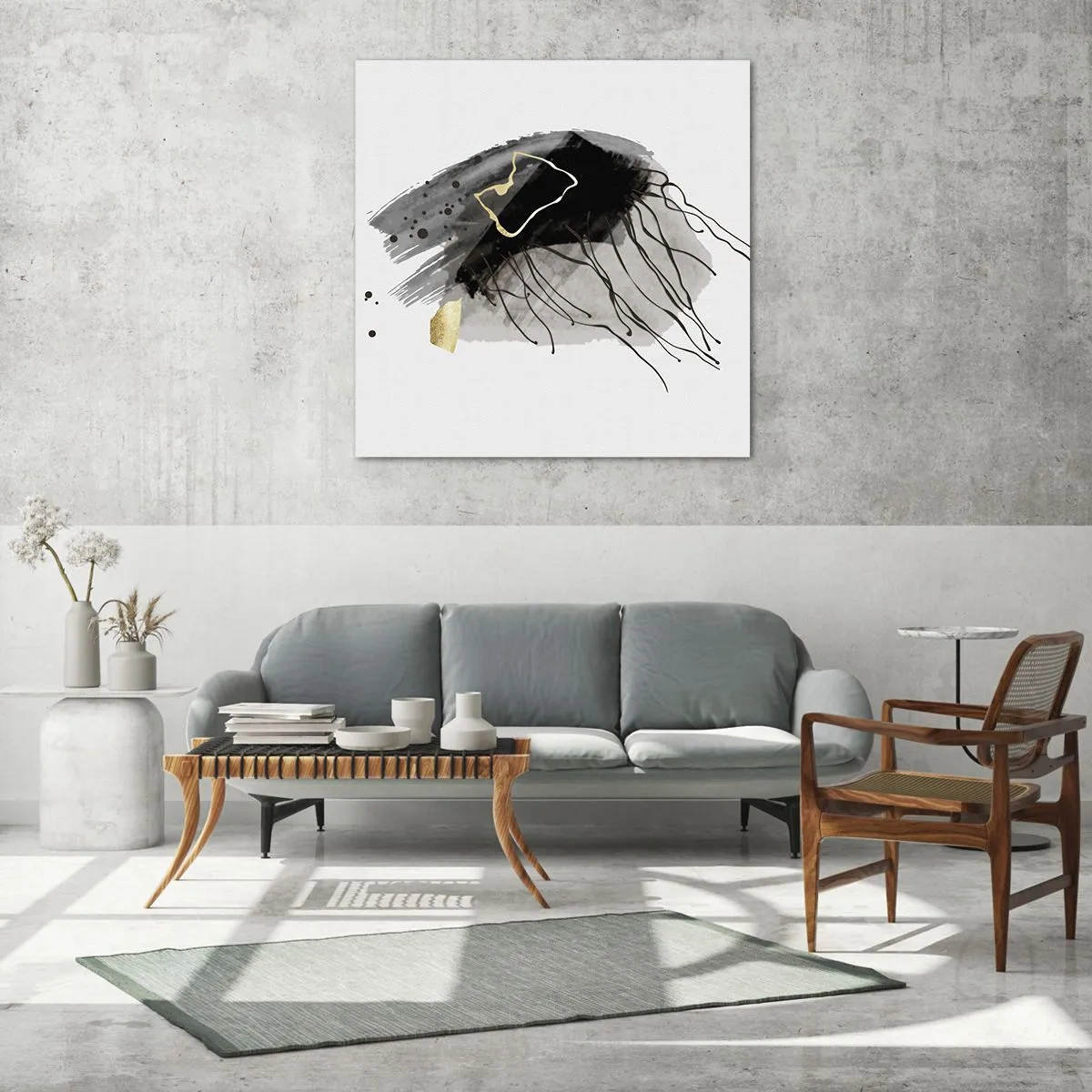 Quadro su vetro - In nero e in oro - 30x30 cm