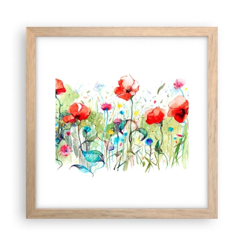 Poster in cornice rovere chiaro - Il prato fiorito a maggio - 30x30 cm