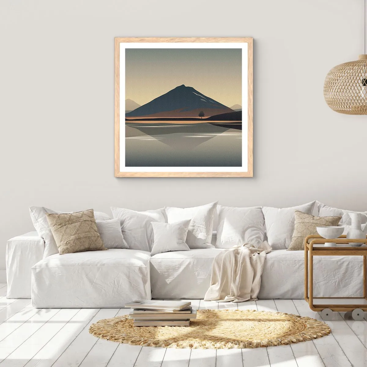 Poster in cornice rovere chiaro - Immagine speculare - 60x60 cm